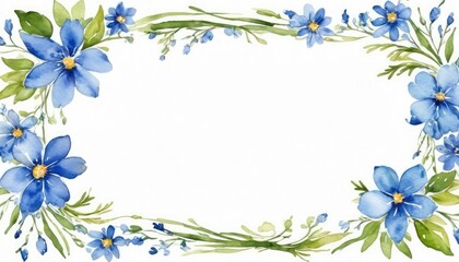 Fototapeta na wymiar Dive into serenity with our watercolor blue floral frame mockup. Tranquil hues surround the empty space, ready for your text or photo