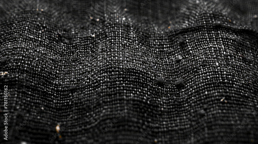 Poster Textile texture modern. Distressed texture of weaving fabric with grunge background. Abstract halftone modern illustration. Overlay for depth effect. Black isolated on white. EPS10.