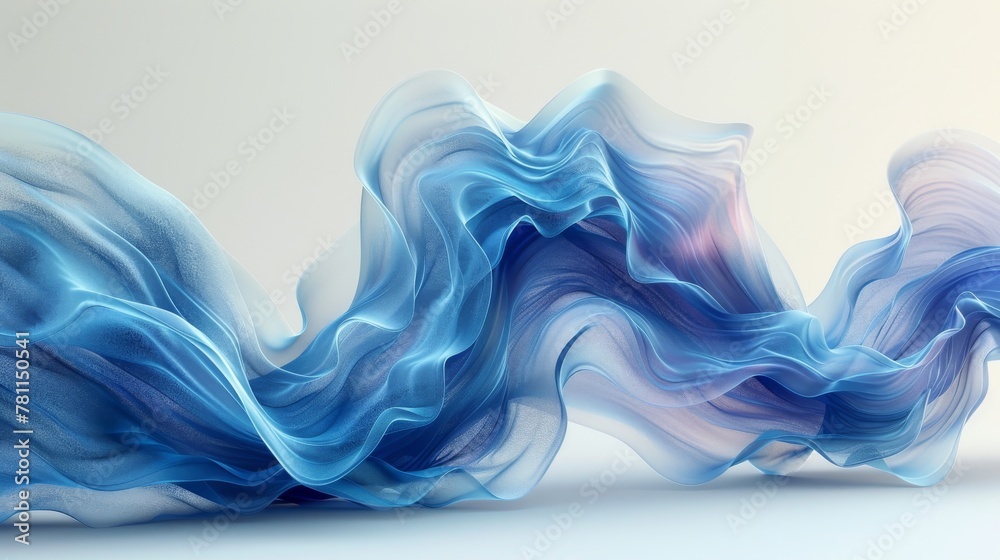 Leinwandbilder 3d rendering of dynamic sound wave isolated on white background. musical particle pulsing. blue ener