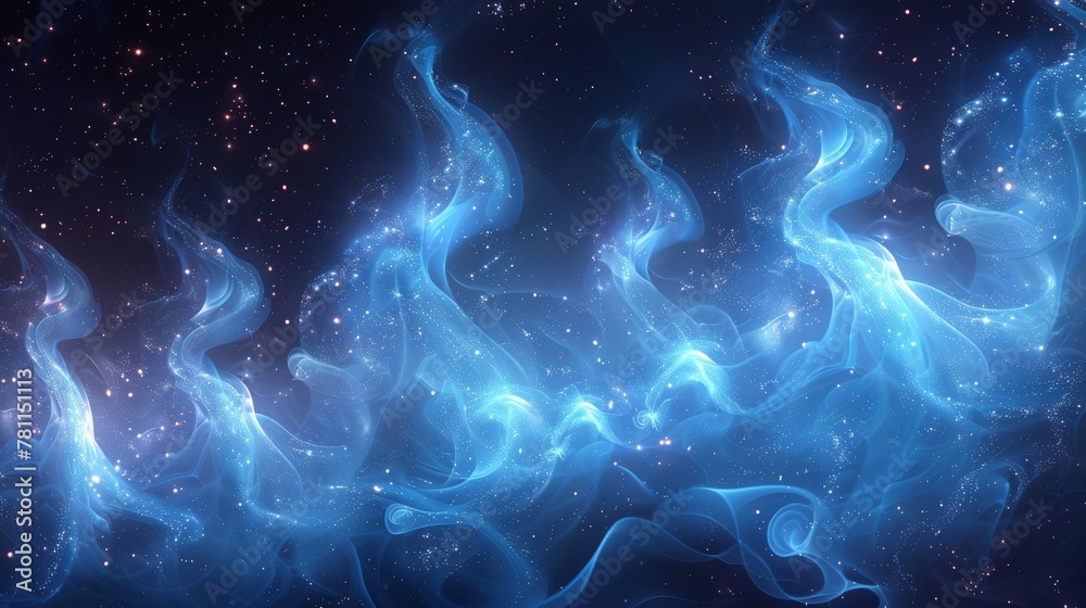 Leinwandbilder A set of abstract blue swirls, a tornado wind effect isolated on a transparent background. Modern realistic set of magic air vortices, light twirls with particles. Design element of a fresh and clean