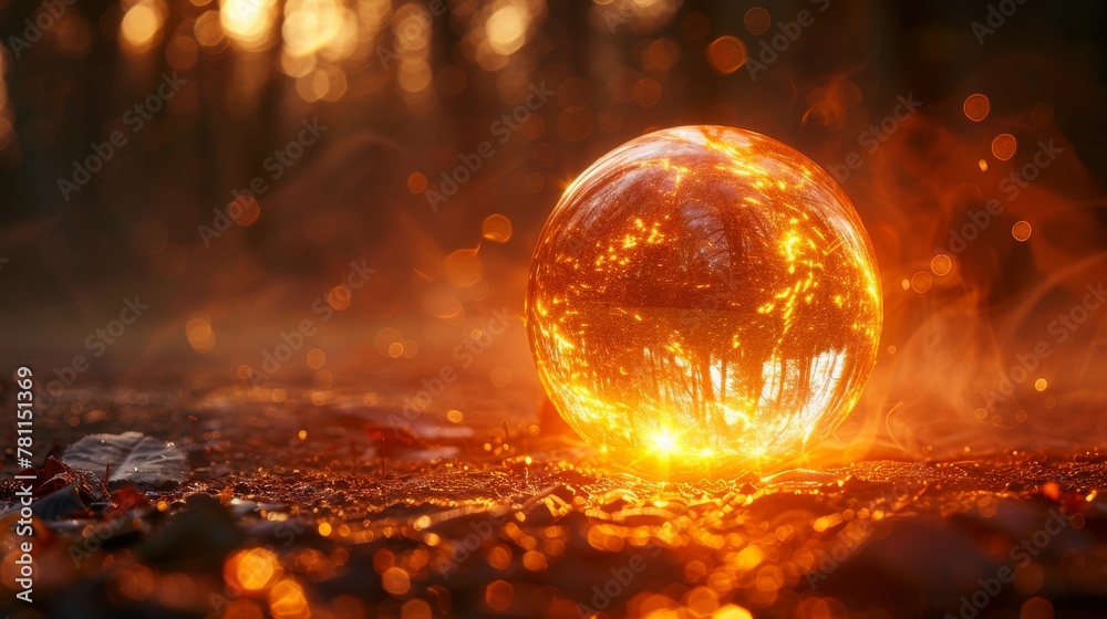 Poster an abstract background with spheres of light