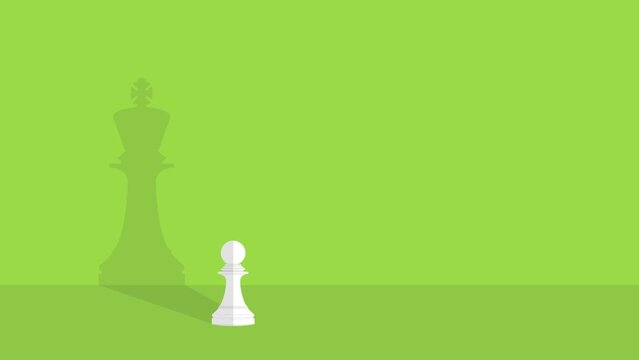 Dream big. Stand out from the crowd. Chess pawn with shadow of the king. 