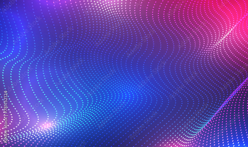 Wall mural abstract technology digital background. futuristic point glowing wave. 3d wave point fractal grid sc