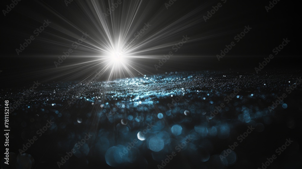 Poster This is an image of an abstract green lens flare over a black background with reflections of rays, overlays and flares over it.