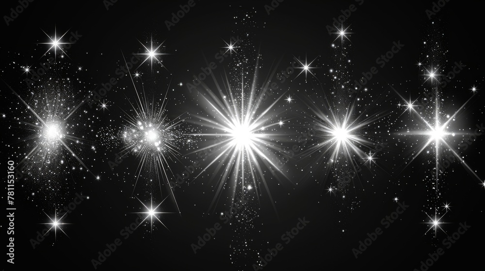 Sticker The background is transparent and features a variety of light effects such as twinkling, flashing and sparkling stars.