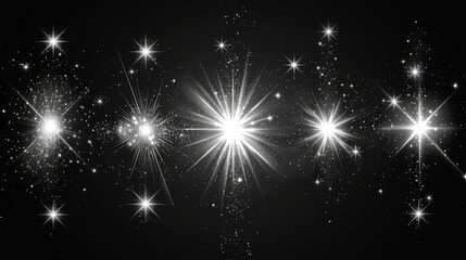 The background is transparent and features a variety of light effects such as twinkling, flashing and sparkling stars.