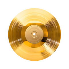Golden vinyl on transparent background. Generative ai design.
