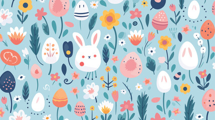 Handdrawn easter seamless pattern with  vector illu