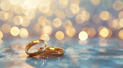 Wedding rings bokeh. Generative AI - obrazy, fototapety, plakaty