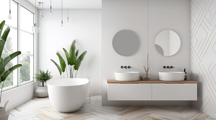 White bathroom. Generative AI - obrazy, fototapety, plakaty