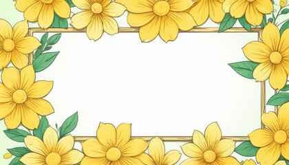 Radiate warmth with our hand-drawn yellow floral frame illustration. A canvas awaits your text or photo, adding a sunny touch to your design