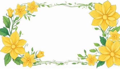 Radiate warmth with our hand-drawn yellow floral frame illustration. A canvas awaits your text or photo, adding a sunny touch to your design