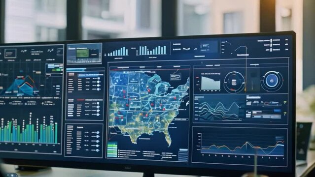 Computer Screen Showing Map of the United States