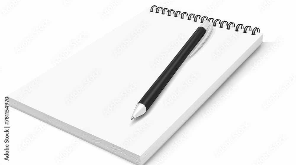 Poster blank realistic spiral notepad notebook isolated on white