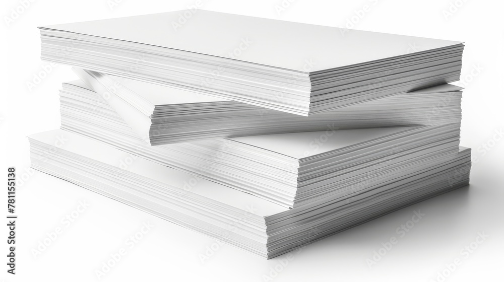Poster white stack of paper isolated on white background