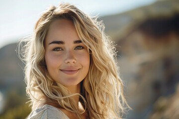 a woman with long blonde hair - obrazy, fototapety, plakaty