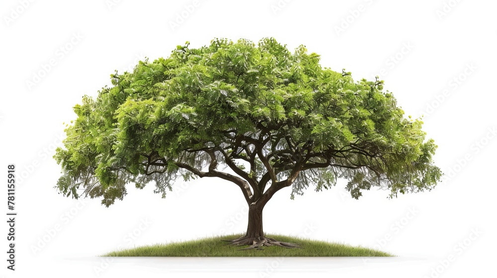 Poster A white background with a deciduous tree isolated on it