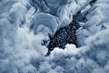 Ice planet and clouds, 3D illustration - 781155956