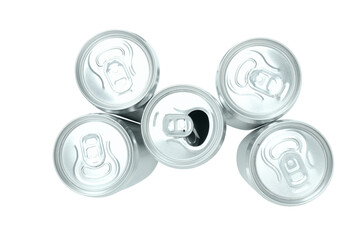 PNG,Top view of tin cans for drinks, isolated on white background