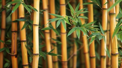 Fototapeta na wymiar Close up of vibrant green bamboo leaves