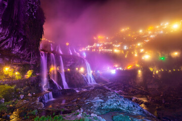 Beautiful landscape at the Furong old Town with lighting waterfall, The famous tourist destination at Hunan Province, China - 781157992