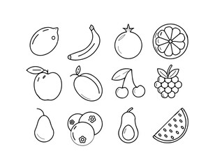 fruit black outline on a white background