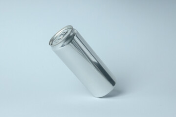 Close-up view of shiny tin cans for drinks