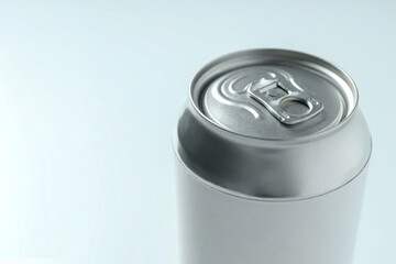 Close-up view of shiny tin cans for drinks