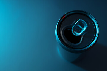 Tin can for drinks on a blue background - Powered by Adobe