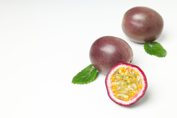 Concept of delicious and juicy exotic fruit - passion fruit