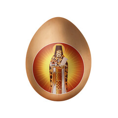 Saint Simeon Popovic (Dajbabe, Podgorica, Montenegro). Easter egg in Byzantine style. Christian illustration on white background - 781160719
