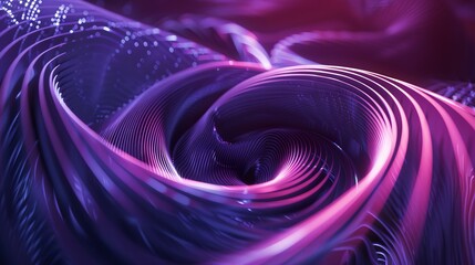 Abstract 3D rendering with glowing vortex of lines in ultraviolet light