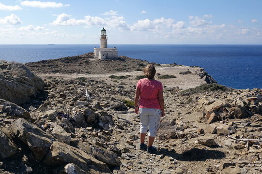 Wandern am Leuchtturm auf  prasonisi bei Rhodos