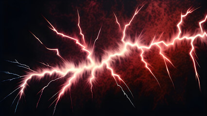 Red paint lightning on black, thunderous red explosion vibrant on dark canvas, dynamic crimson burst on black surface, striking scarlet lightning on ebony background(Generative AI) - obrazy, fototapety, plakaty