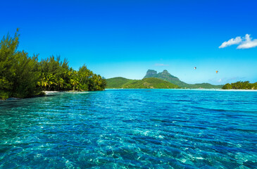 Serene tropical beach in Bora Bora, French Polynesia