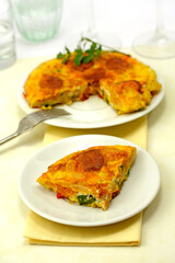 Beans, pepper and chorizo omelet.