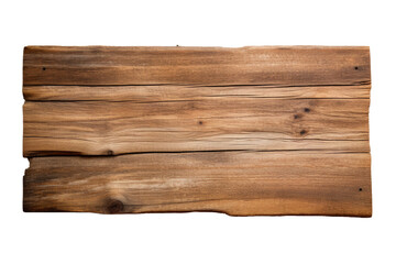 Close up of an empty wooden sign on white background