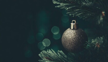 christmas tree decoration on green bokeh background with copy space