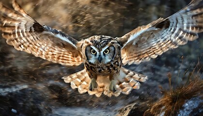short eared owl flying