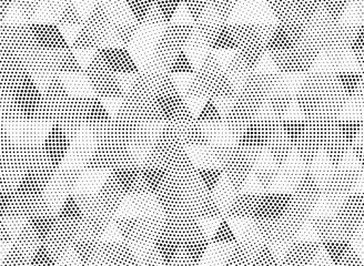 Halftone vector background. Monochrome halftone pattern. Abstract geometric dots background. Pop Art comic gradient black white texture. Design for presentation banner, poster, flyer, business card.