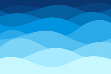 Blue waves pattern. Summer lake wave lines, beach waves water flow curve abstract landscape, vibrant silk textile texture vector seamless background