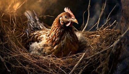 hen on the nest