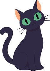 Cat with green eyes. Vector Halloween illustration