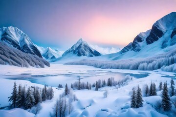 Fototapeta na wymiar winter landscape with mountains