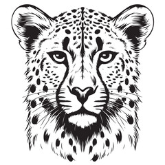 Cheetah Head Sketch Hand Drawn Graphic Safari Animals Vector Illustration - obrazy, fototapety, plakaty
