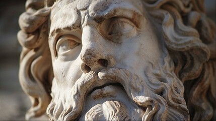 Naklejka premium the head of an ancient statue of a man with his hair in waves