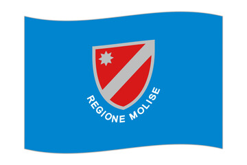 Waving flag of Molise region, administrative division of Italy. Vector illustration.