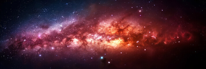 background with space, Clouds streak across the red Milky Way, galaxy with stars on night starry sky Panorama view universe space, red nebula	
 - obrazy, fototapety, plakaty