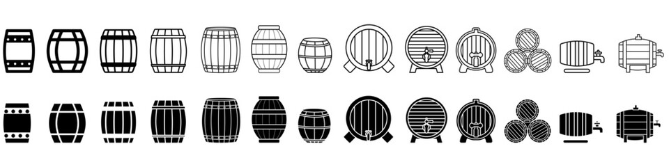 Barrel icon vector set. Wine illustration sign collection. Wine barrel symbol or logo.