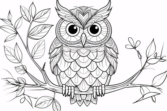 a coloring page of an owl